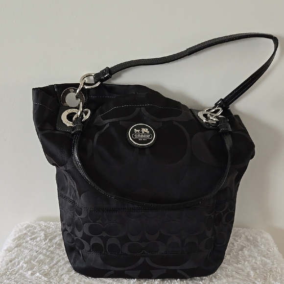 Coach Handbags - Coach Black Shoulder Bag with Silver Hardware
